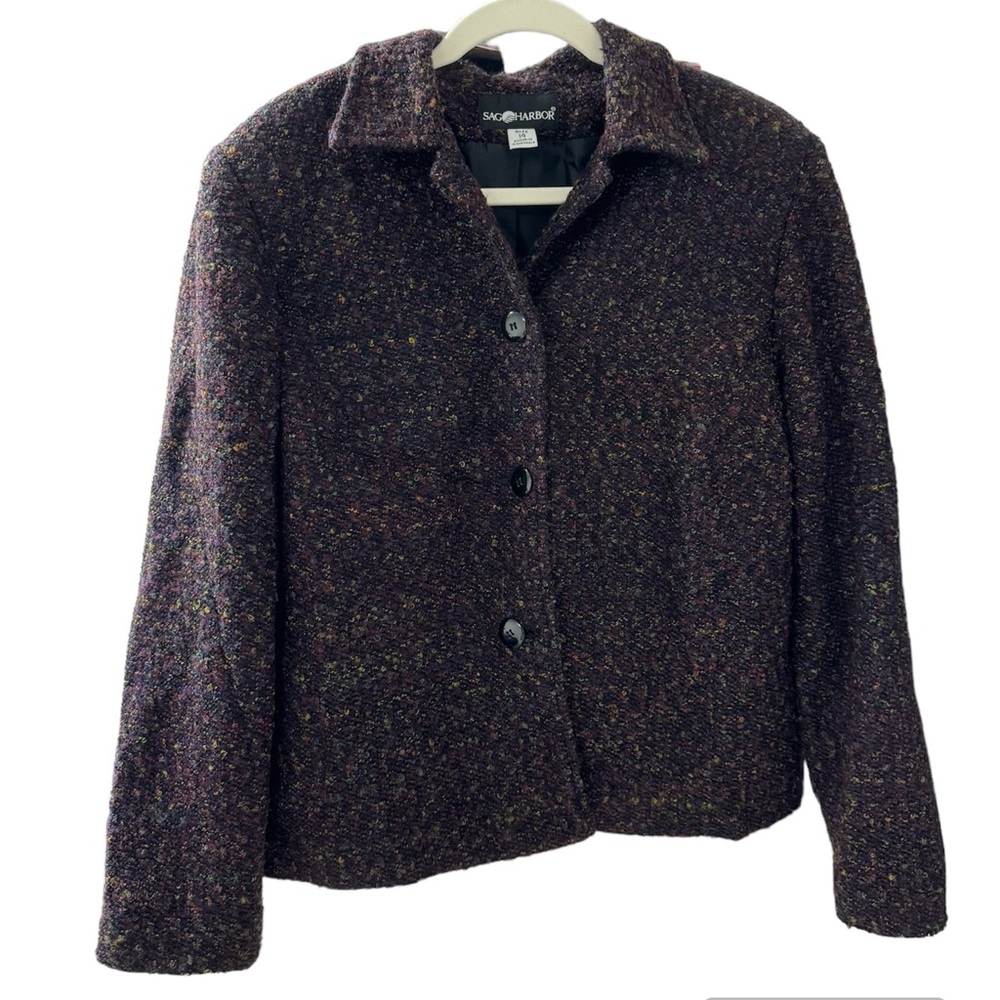 sag harbor size 14 multicolor jacket blazer. lined. lightweight. shoulder pads.